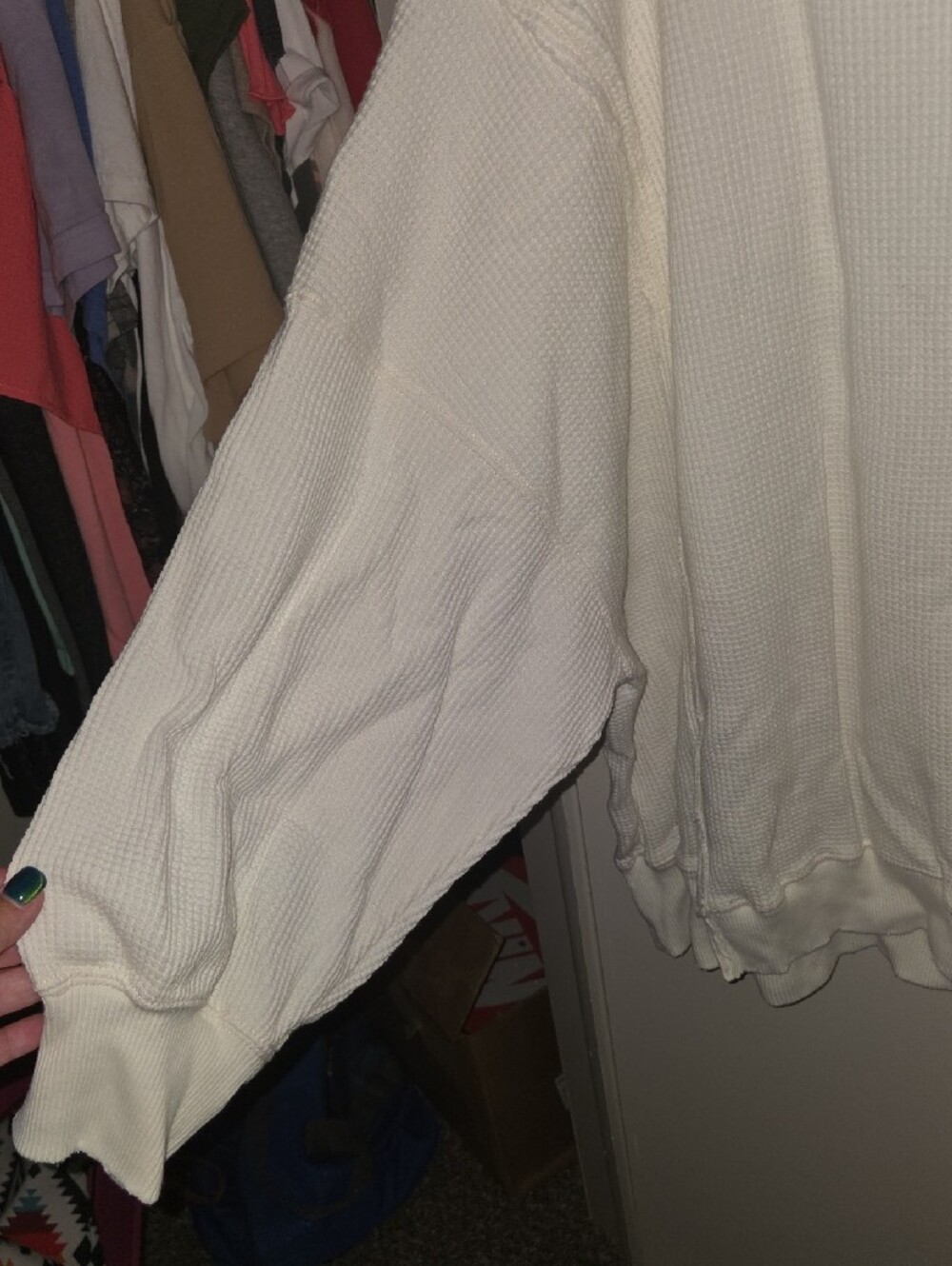 American Eagle Outfitters Cream Waffle-Knit Pullover - Picture 3 of 5